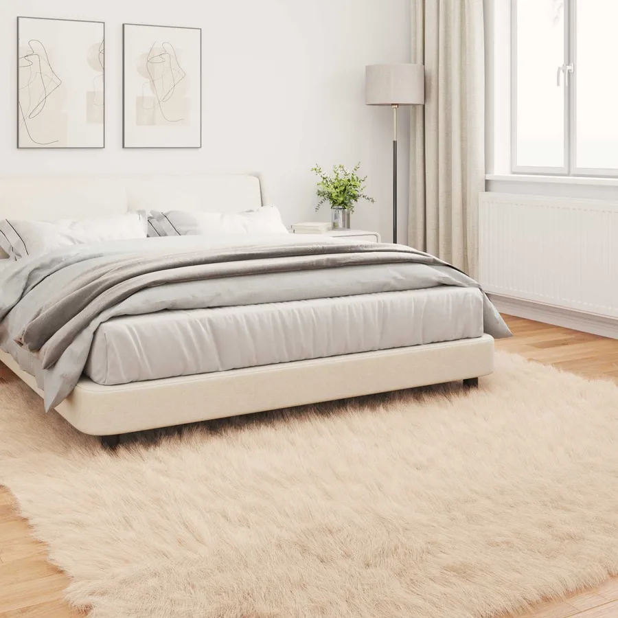 Tapis en fausse TAFALLA Beige 200 x 200 cm Polyester - 4