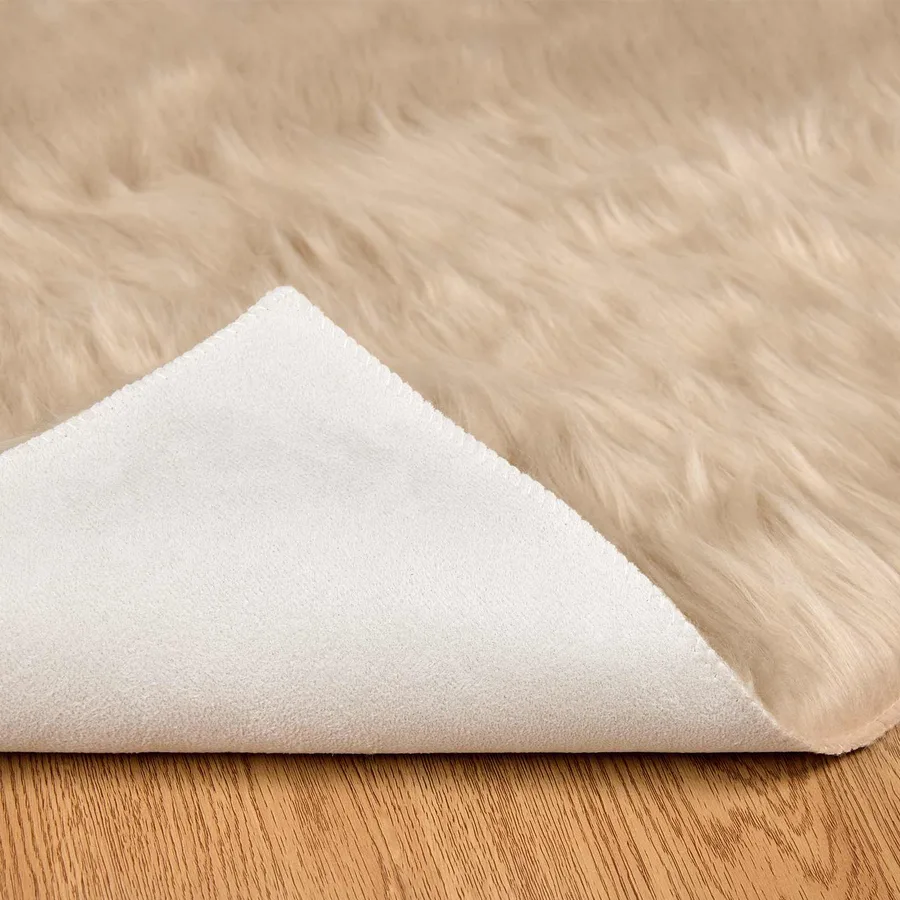 Tapis en fausse TAFALLA Beige 200 x 200 cm Polyester - 6