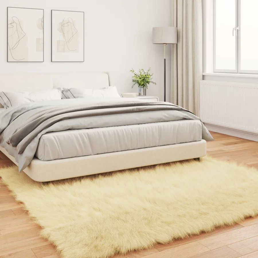 Tapis en fausse TAFALLA Crème 200 x 200 cm Polyester - 4