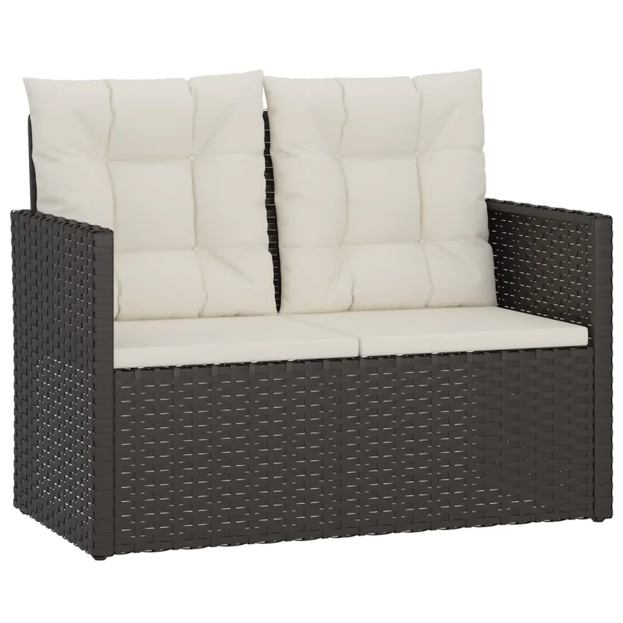 Banc de jardin avec coussins Noir 105 cm Résine tressée - 2