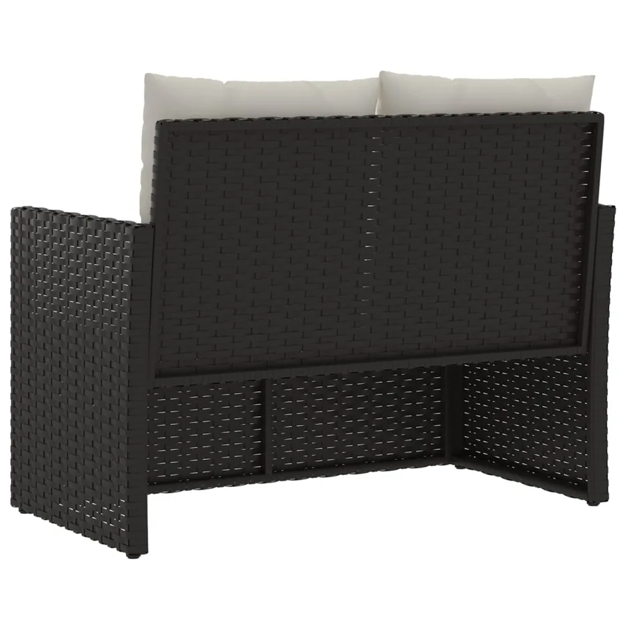 Banc de jardin avec coussins Noir 105 cm Résine tressée - 6