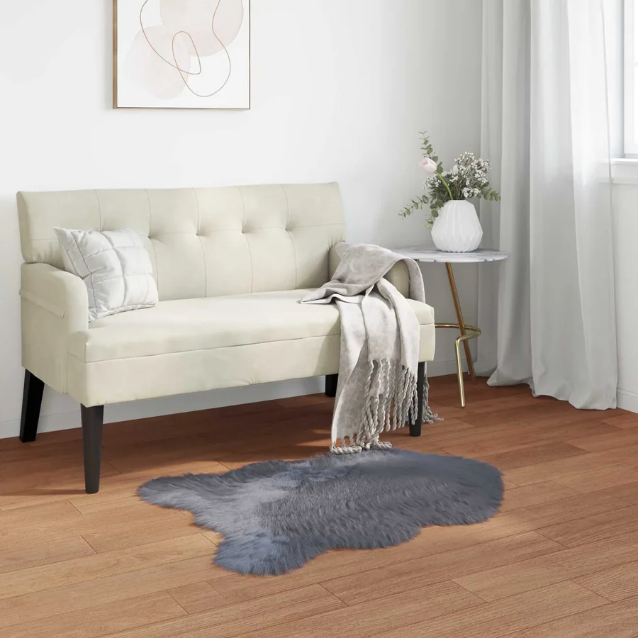 Tapis en fausse TAFALLA Anthracite 80 x 120 cm Polyester