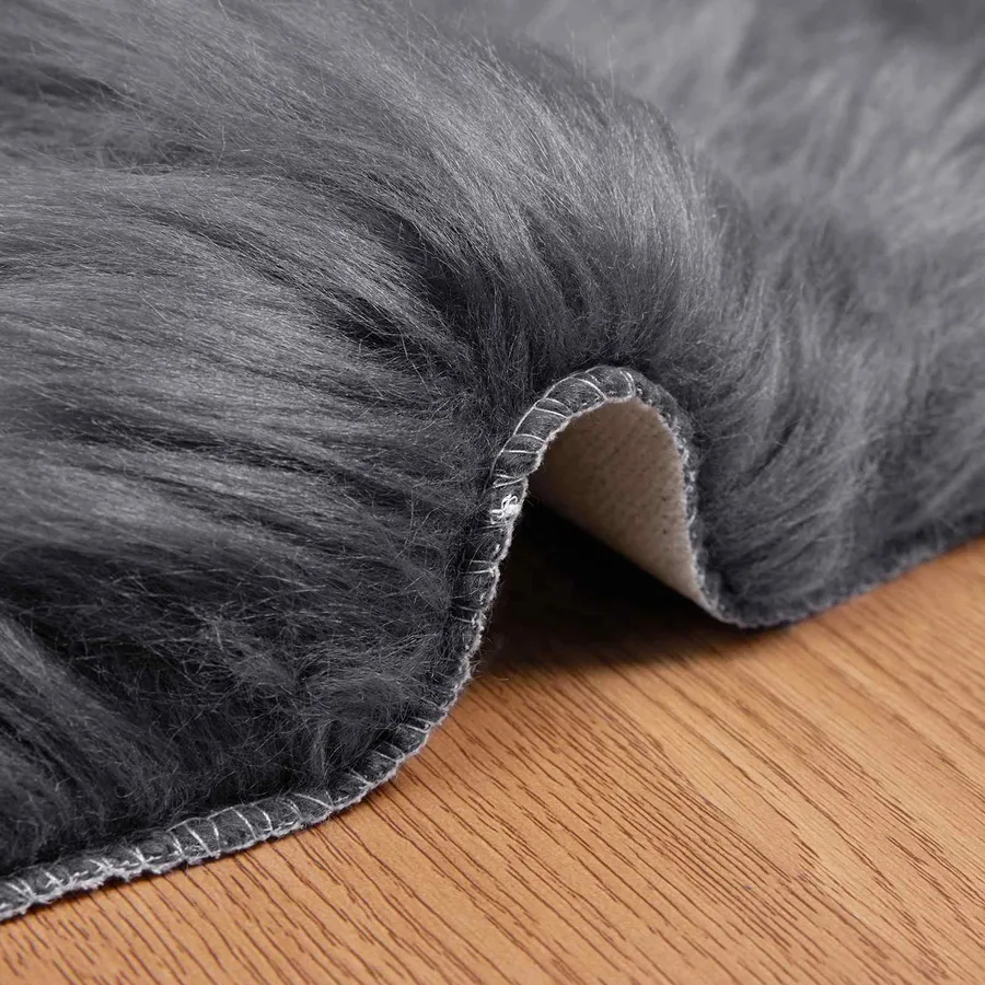 Tapis en fausse TAFALLA Anthracite 80 x 120 cm Polyester - 9