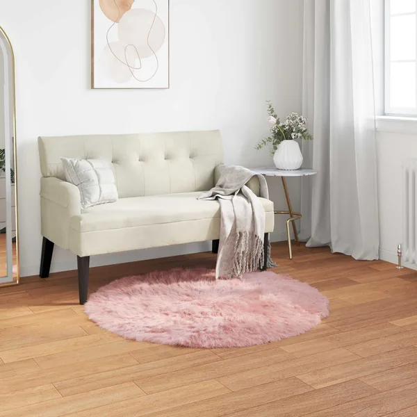 Tapis en fausse TAFALLA Rose Ø 100 cm Polyester