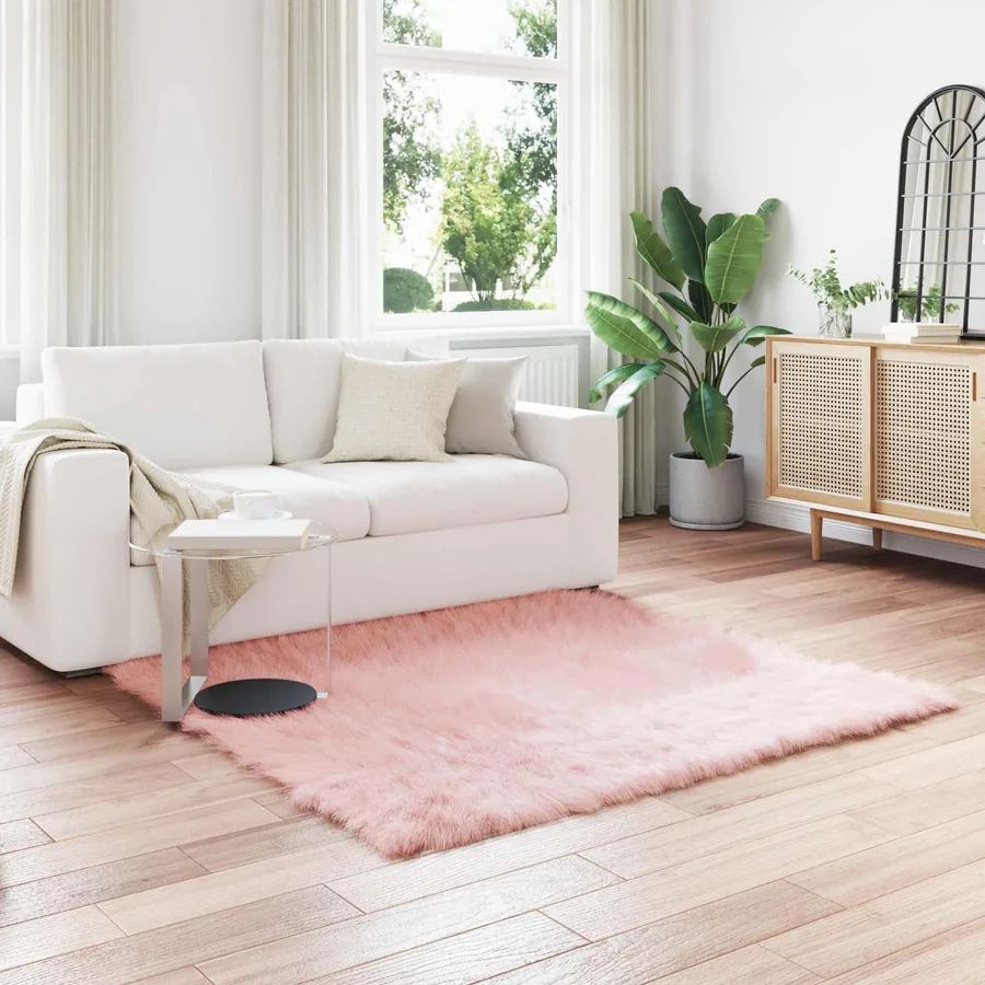Tapis en fausse TAFALLA Rose 120 x 120 cm Polyester