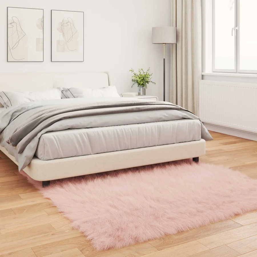 Tapis en fausse TAFALLA Rose 120 x 120 cm Polyester - 4