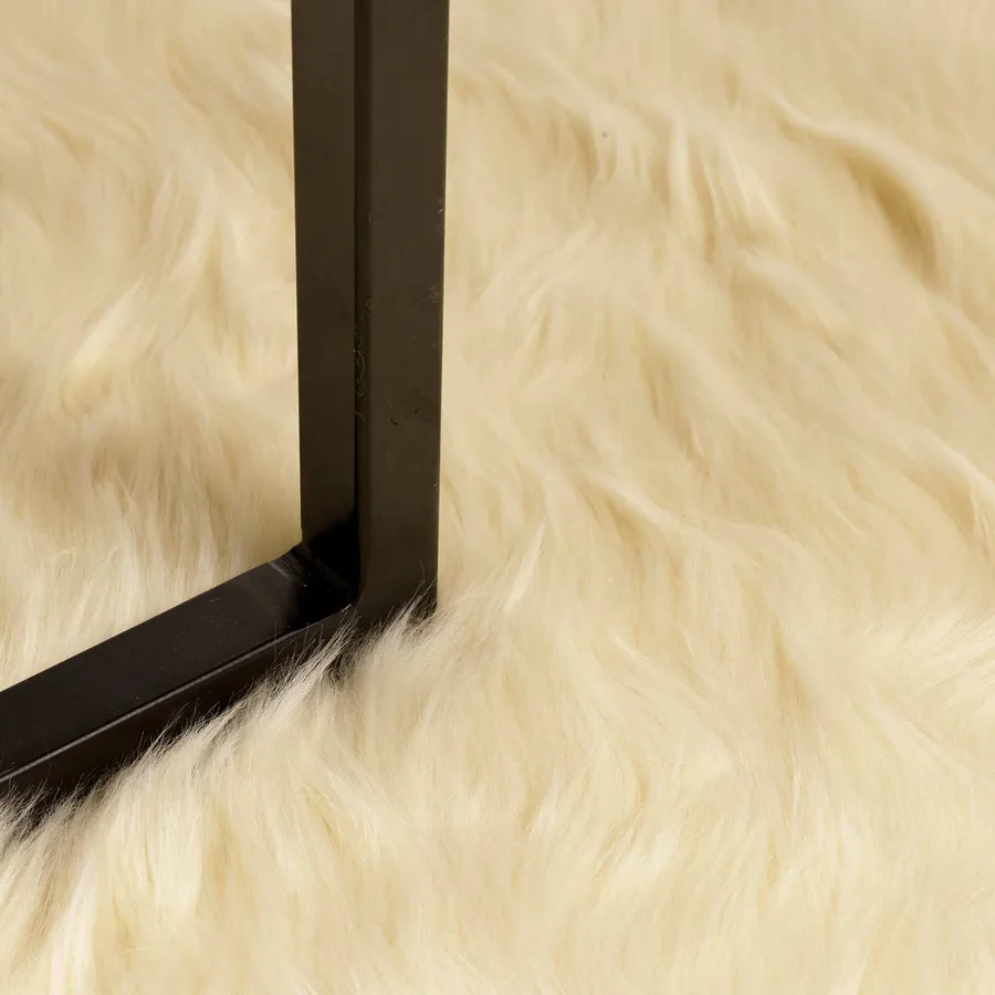 Tapis en fausse TAFALLA Crème Ø 80 cm Polyester - 5