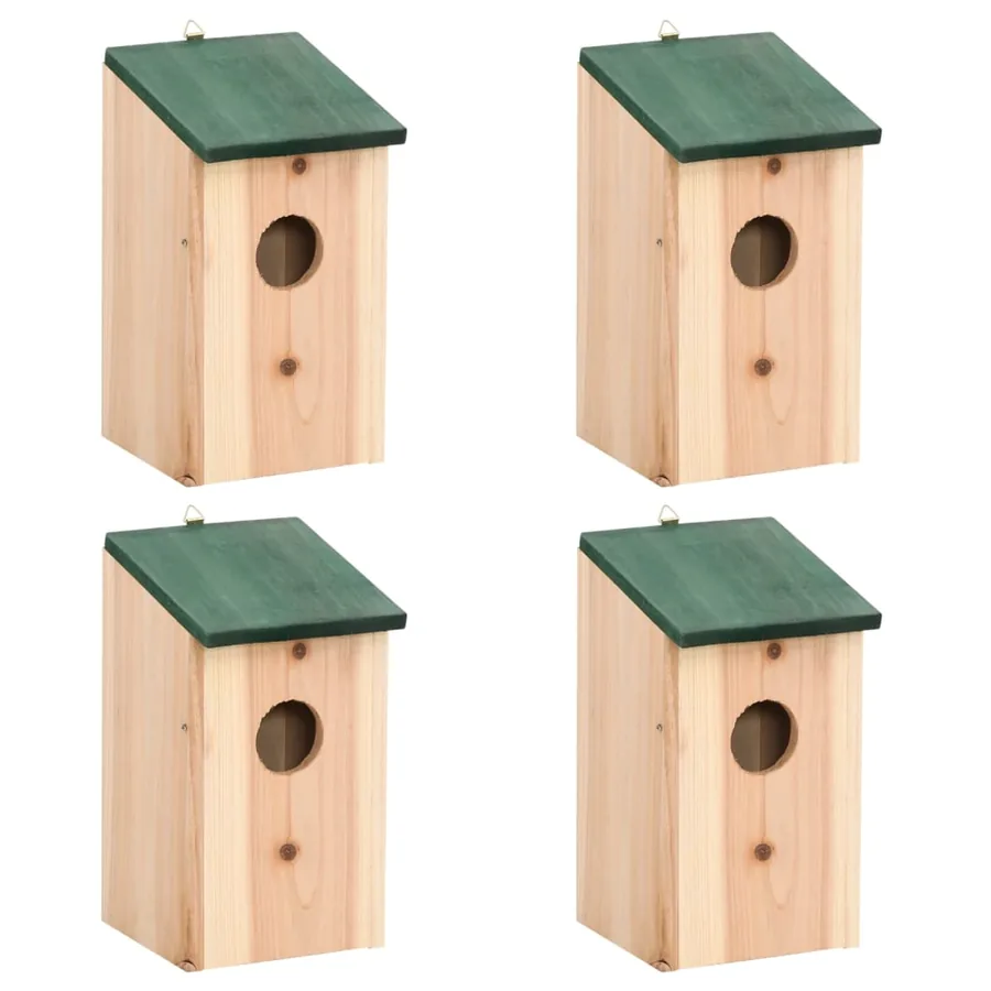 4 pcs Nichoirs Bois 12x12x22 cm
