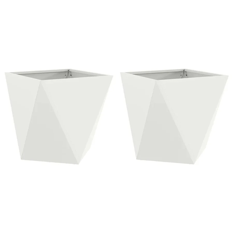 Jardinière 2 pc Blanc 40 x 40 x 40 cm Acier - 2