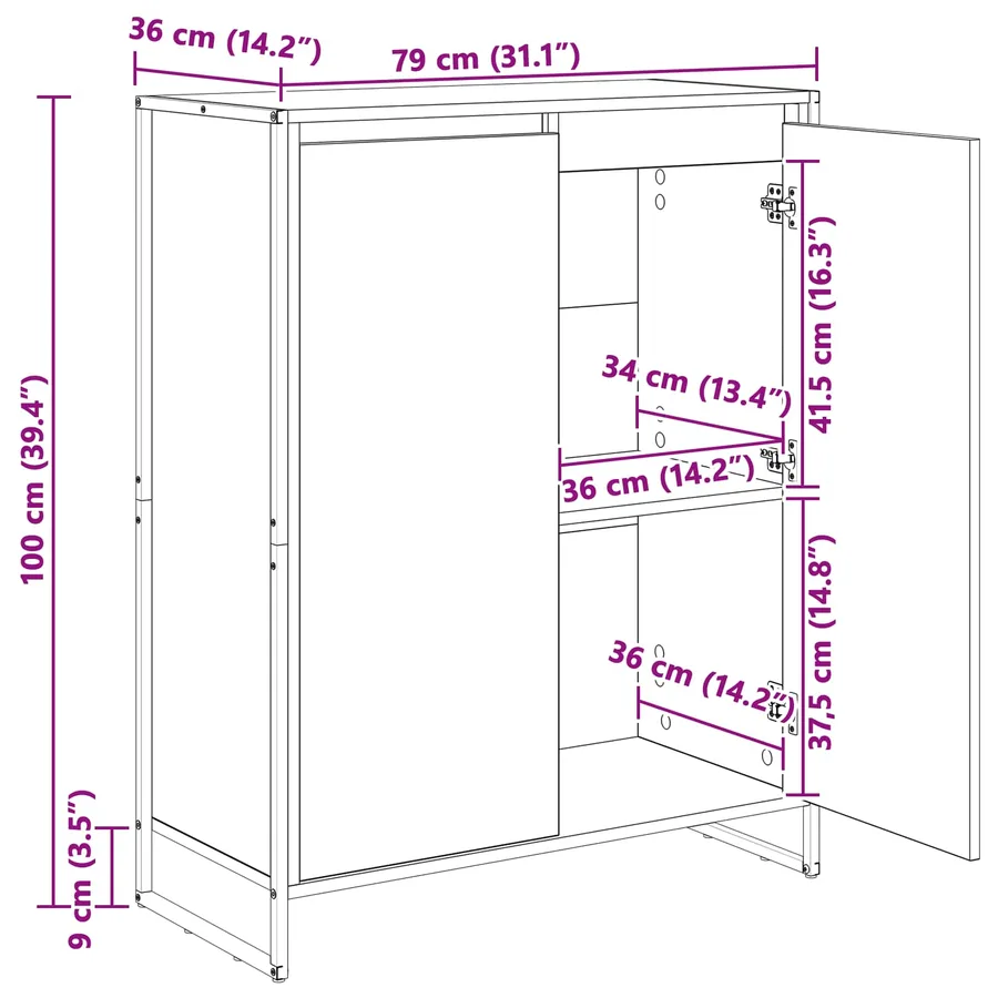 Cabinet à chaussures avec stockage Chêne Fumé 79 x 36 x 100 cm - 13