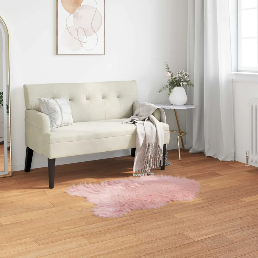 Tapis en fausse TAFALLA Rose 80 x 120 cm Polyester