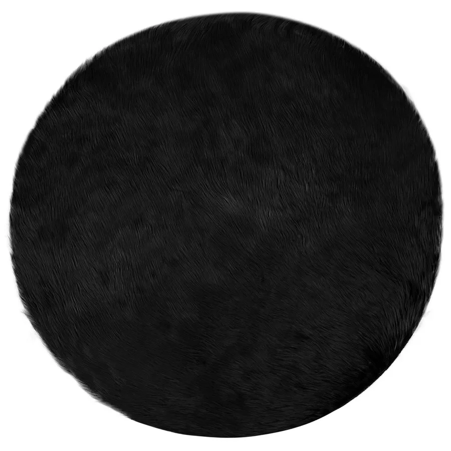 Tapis en fausse TAFALLA Noir Ø 80 cm Polyester - 2
