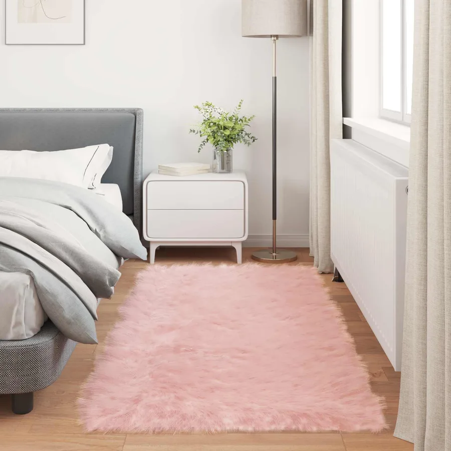 Tapis en fausse TAFALLA Rose 100 x 200 cm Polyester - 4