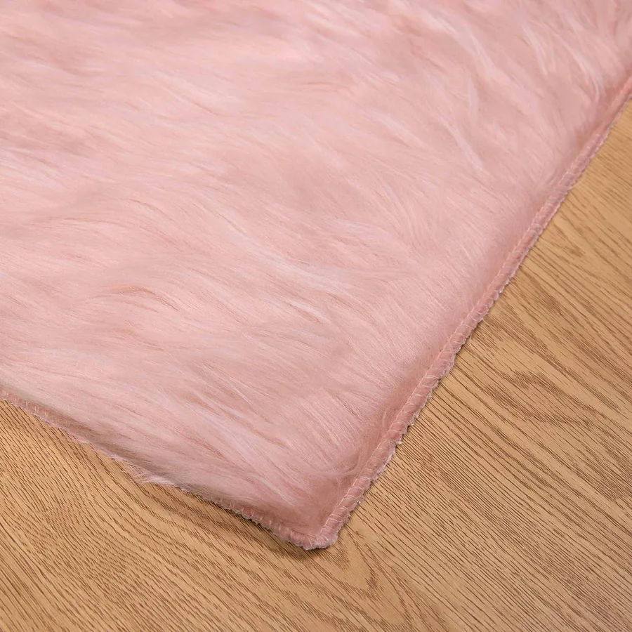 Tapis en fausse TAFALLA Rose 100 x 200 cm Polyester - 7