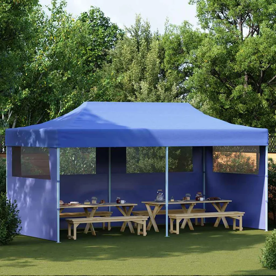 Tente de réception pliable bleue 3 x 6 m