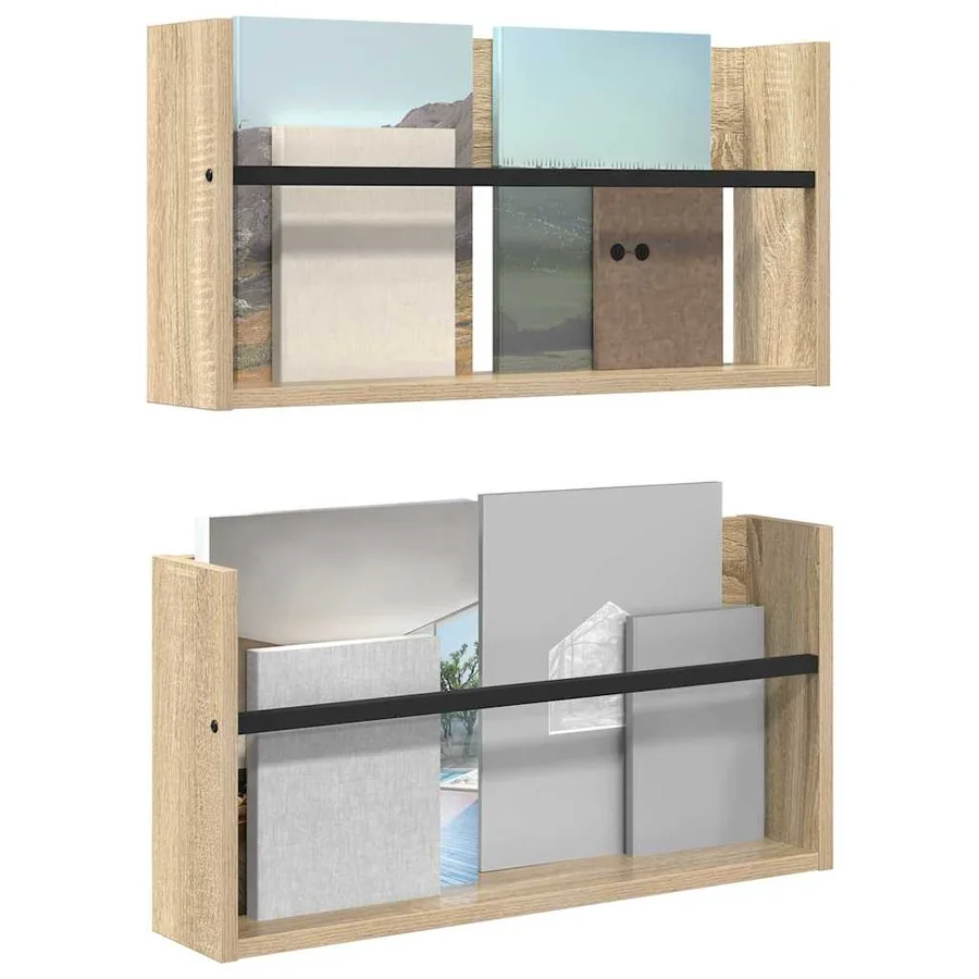 Étagère à magazines 2 pcs Chêne Sonoma 60 x 12 x 30 cm - 3