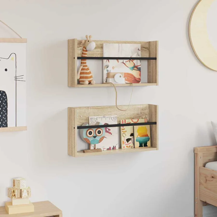 Étagère à magazines 2 pcs Chêne Sonoma 60 x 12 x 30 cm - 4