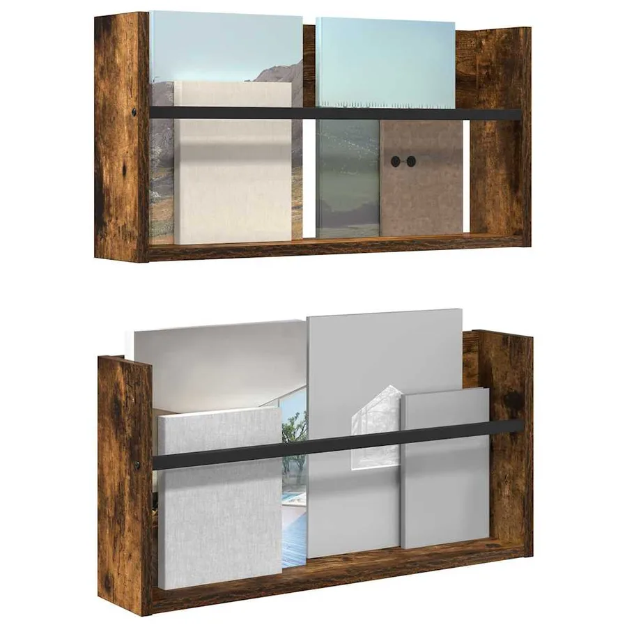 Étagère à magazines 2 pcs Chêne fumé 60 x 12 x 30 cm - 3