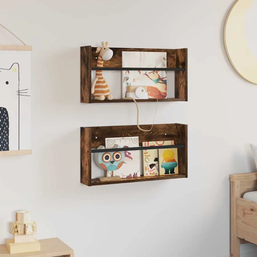Étagère à magazines 2 pcs Chêne fumé 60 x 12 x 30 cm - 4