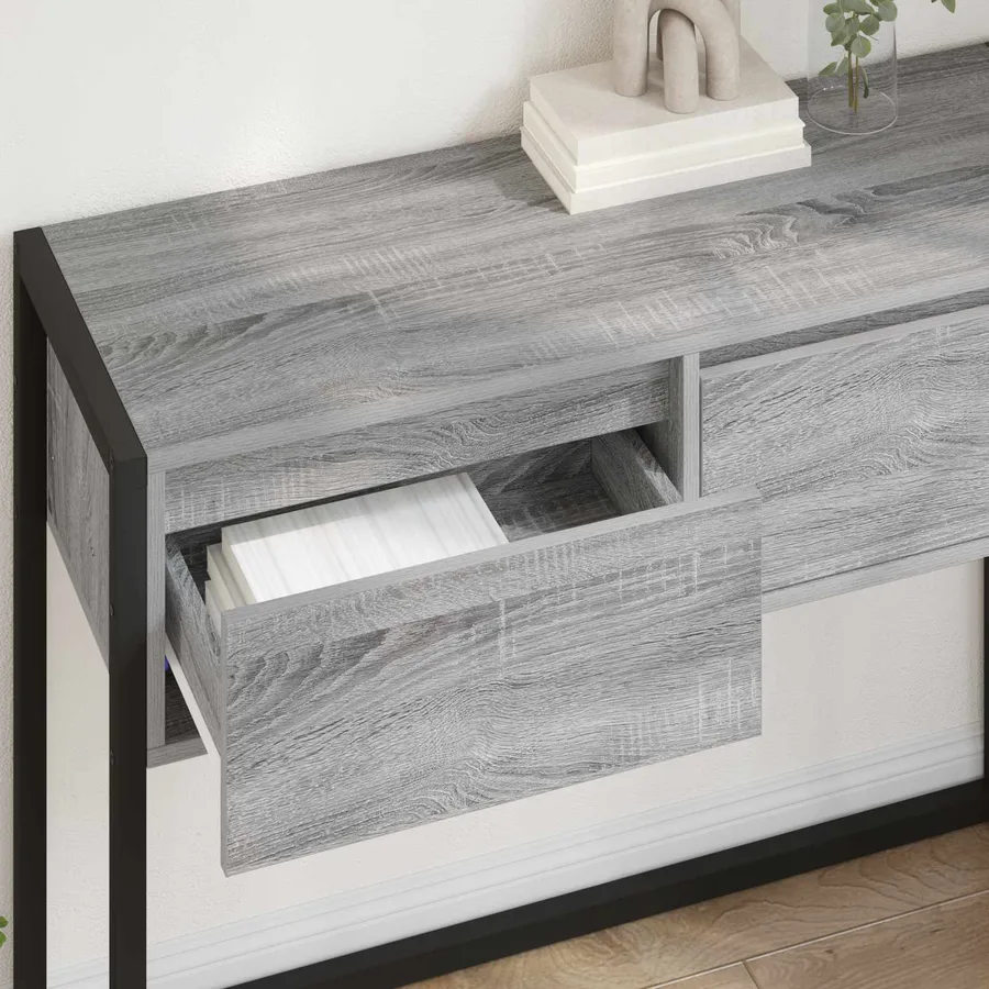 Table d'appoint Gris Sonoma 100 x 36 x 75 cm Bois d'ingénierie - 4