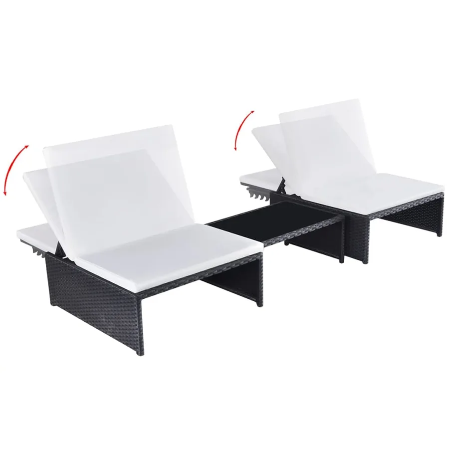 Chaises inclinables de jardin lot de 2 et table résine tressée - 3
