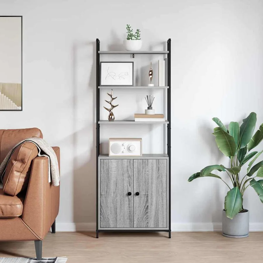 Bibliothèque Gris Sonoma 60 x 24 x 161 cm Bois d'ingénierie - 4