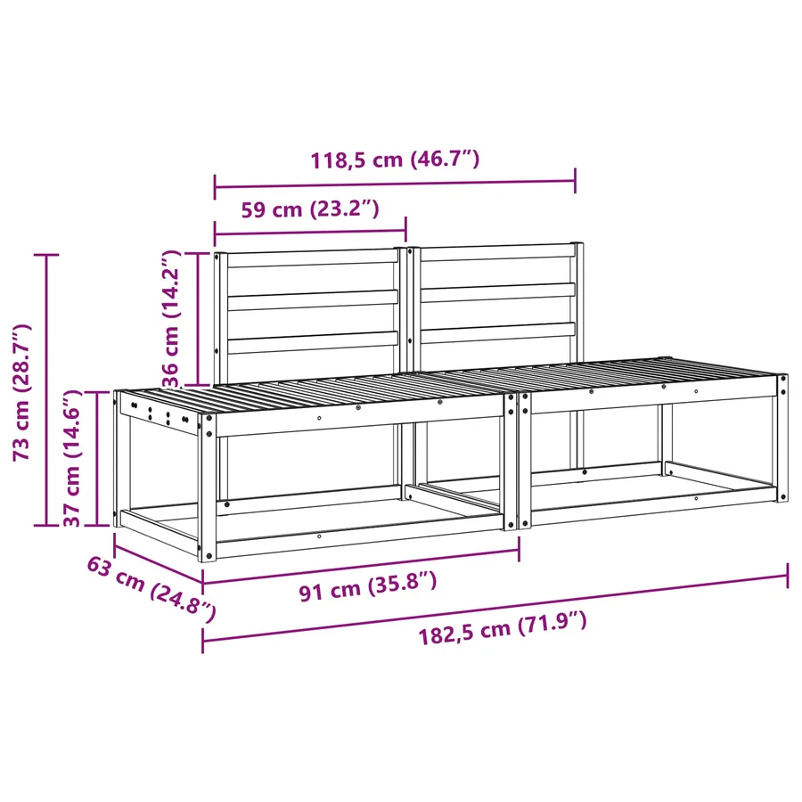 Ensemble de canapés d'extérieur 2 pcs Naturel - 9