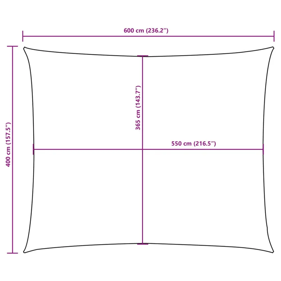 Voile de parasol Tissu Oxford rectangulaire 4x6 m crème - 10