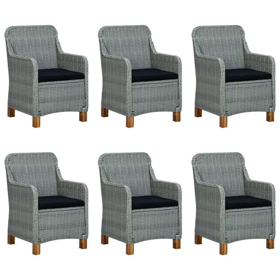 Ensemble à manger 9 pcs avec coussins résine tressée gris clair - 9