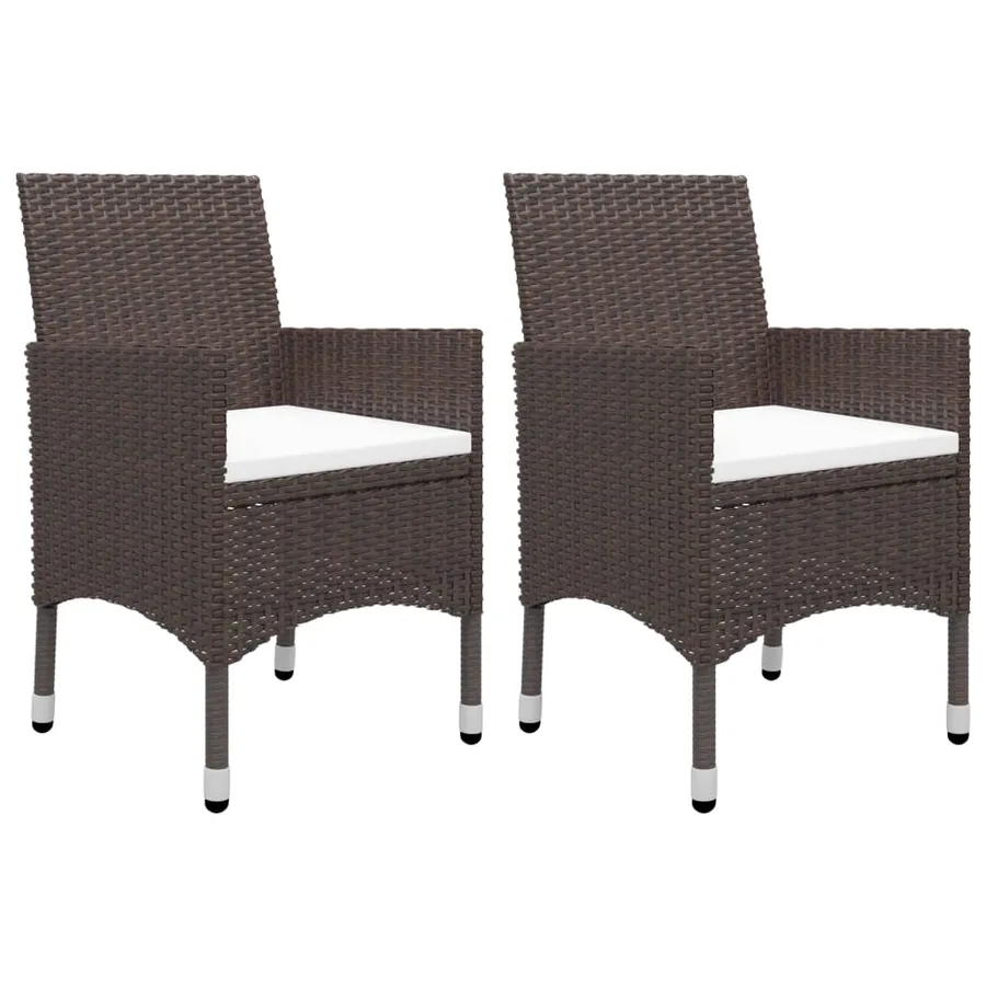 Ensemble à manger de jardin 3pcs Marron Résine tressée et verre - 5