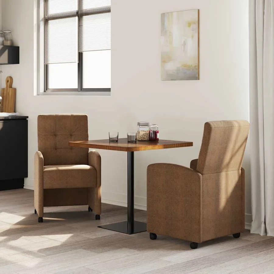 Chaises de Salle à Manger avec Roues 2 pcs Marron - 3