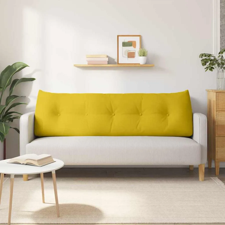 Coussin de Dos Jaune 160 x 24 x 50 cm Velours - 4