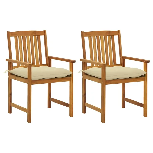 Chaises de jardin avec coussins lot de 2 Bois d'acacia massif
