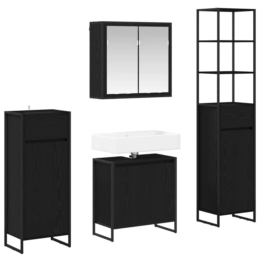Ensemble de mobilier de salle de bain avec tiroir Chêne noir - 3