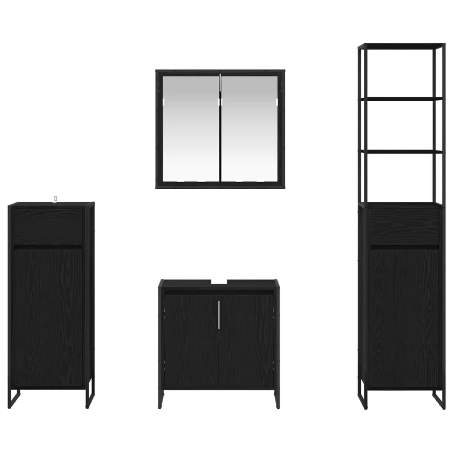 Ensemble de mobilier de salle de bain avec tiroir Chêne noir - 9