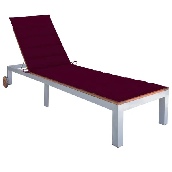 Chaise longue avec coussin Bois d'acacia et acier galvanisé