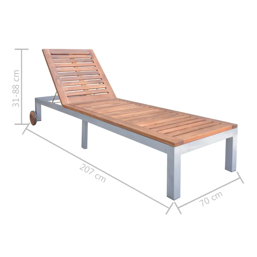 Chaise longue avec coussin Bois d'acacia et acier galvanisé - 11