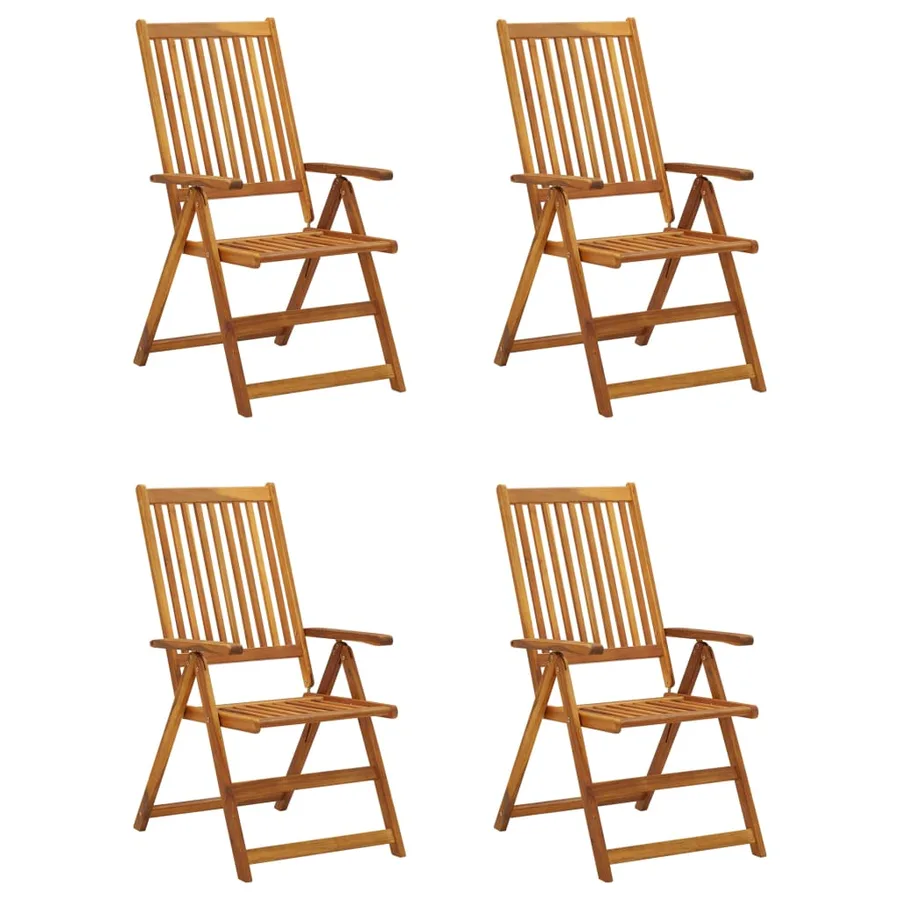 Chaises inclinables de jardin lot de 4 et coussins Bois acacia - 2