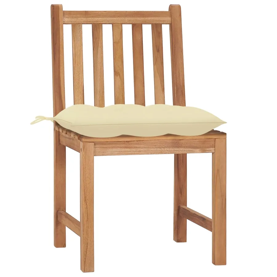 Chaises de jardin lot de 2 avec coussins Bois de teck massif - 2