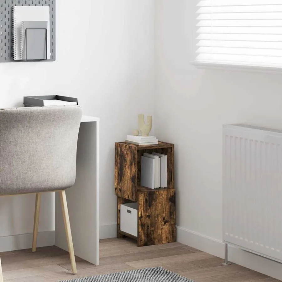 Meuble d'angle Chêne fumé 25,5x25x55cm Bois d'ingénierie - 4