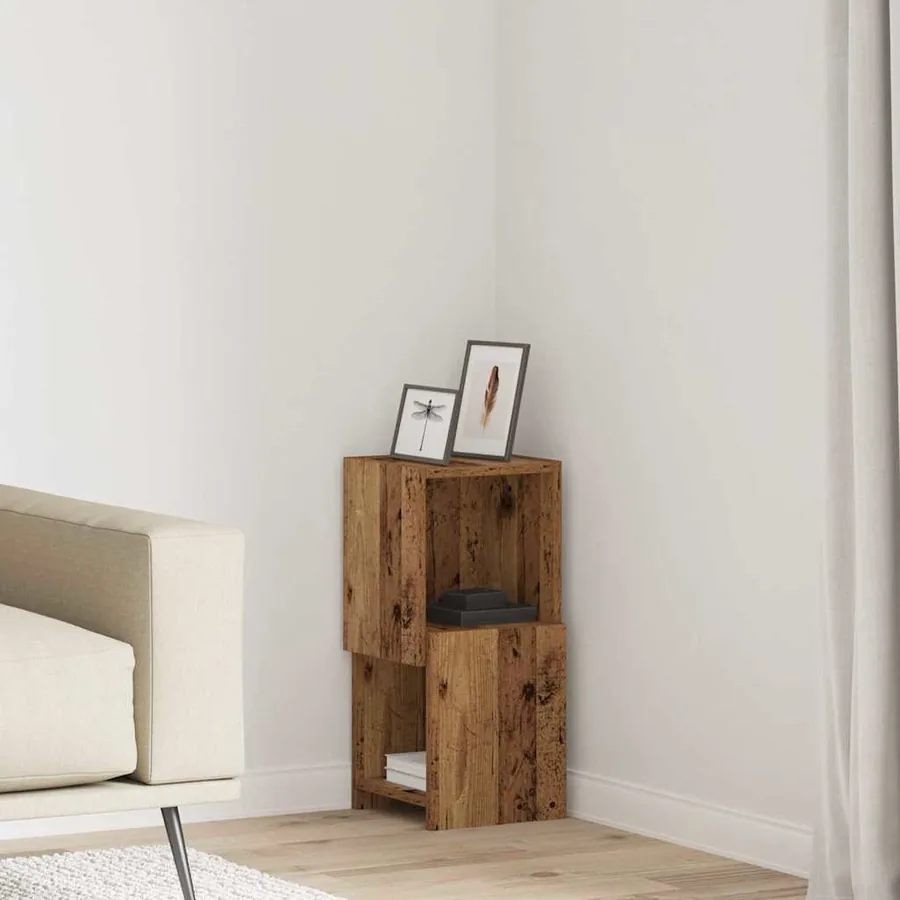 Meuble d'angle Bois ancien 25,5x25x55cm Bois d'ingénierie