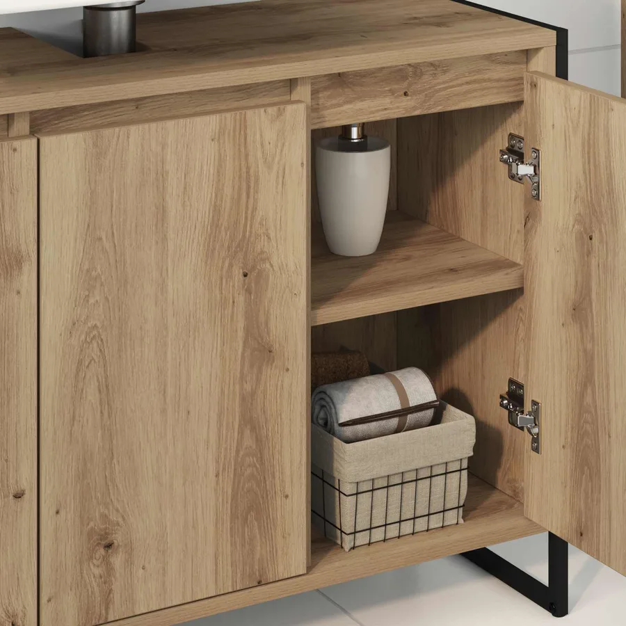 Cabinet de salle de bain Chêne artisan 90 x 30 x 60 cm - 4
