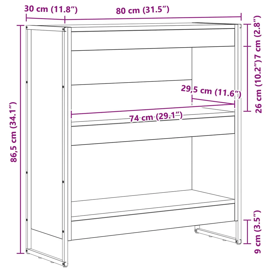 Bibliothèque 80 x 30 x 86,5 cm Bois d'ingénierie Chêne artisan - 11