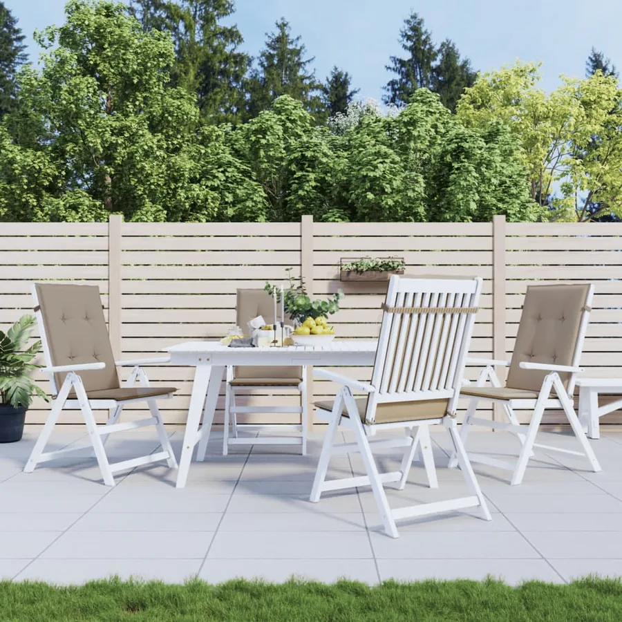 Coussins de chaise de jardin dossier haut lot de 4 taupe tissu