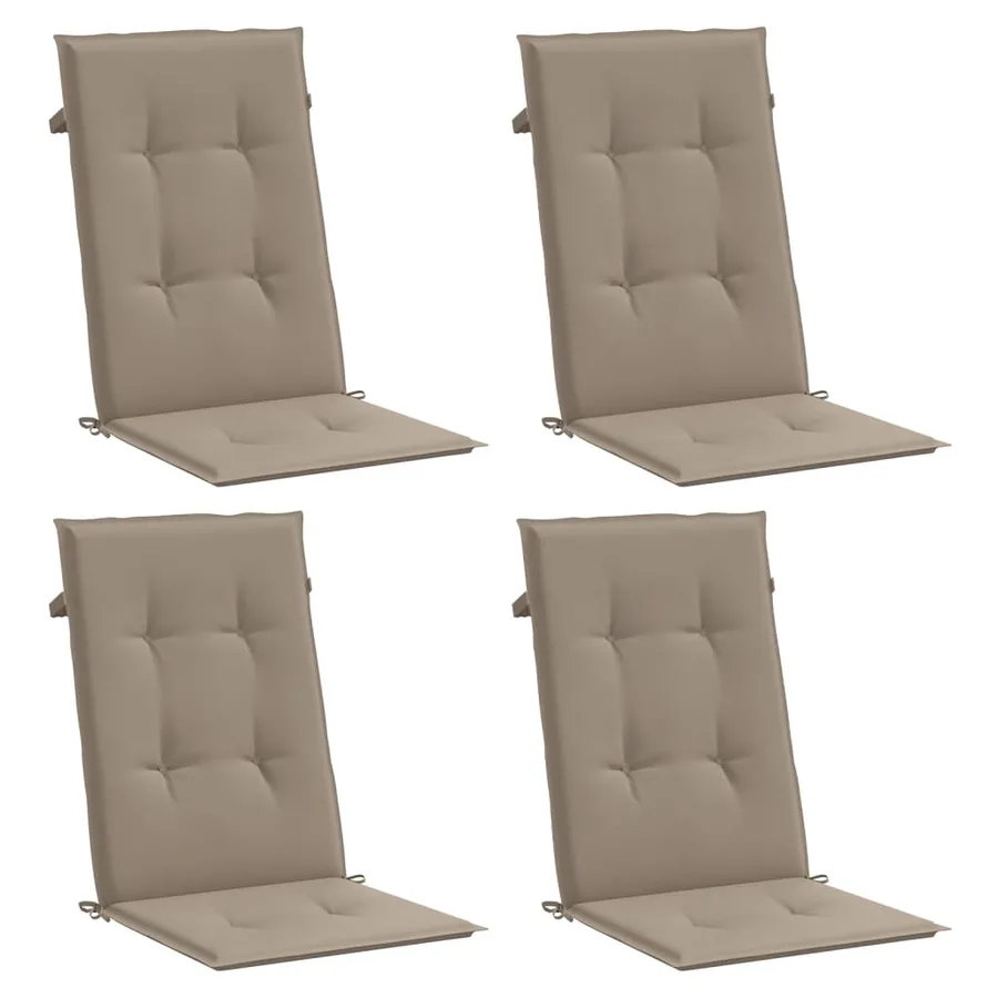 Coussins de chaise de jardin dossier haut lot de 4 taupe tissu - 3