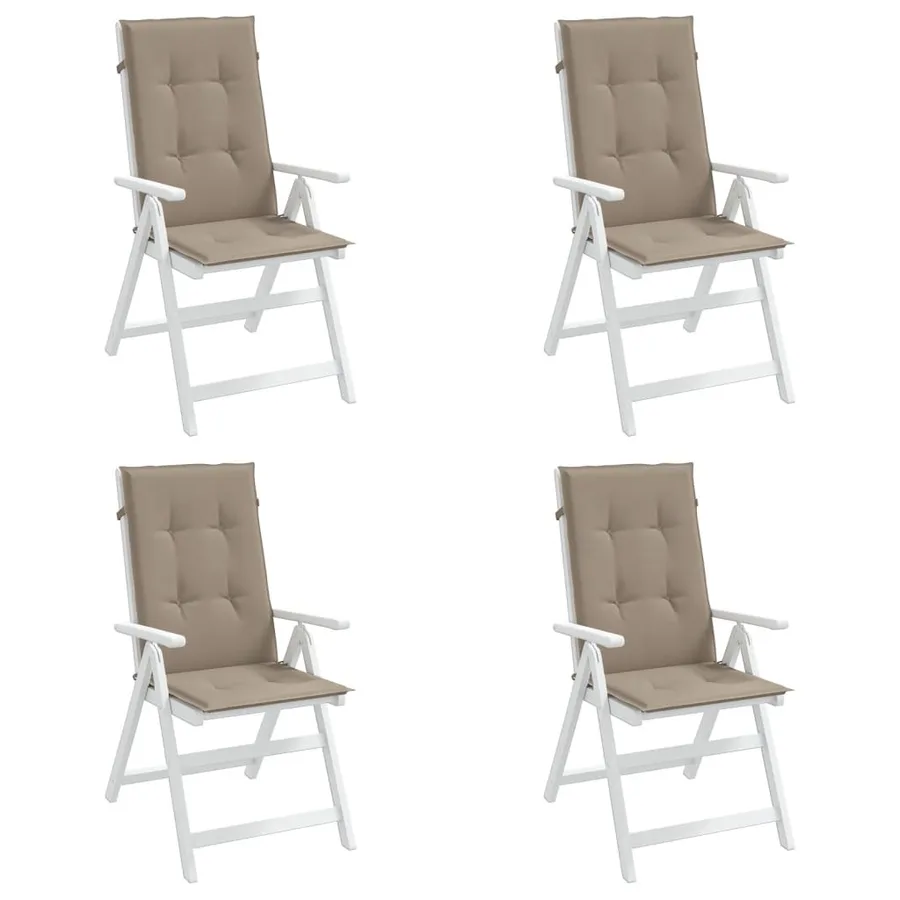 Coussins de chaise de jardin dossier haut lot de 4 taupe tissu - 4