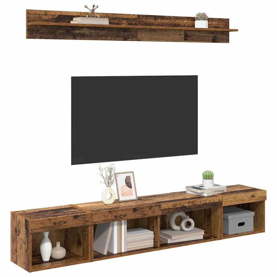 Ensemble de meuble TV mural 5 pcs Bois ancien Bois d'ingénierie - 3