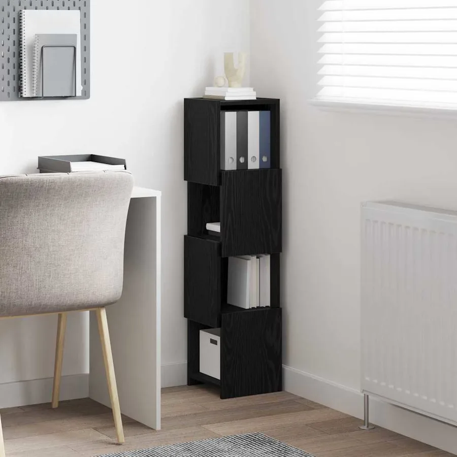 Meuble d'angle Chêne noir 25,5x25x102cm Bois d'ingénierie - 4
