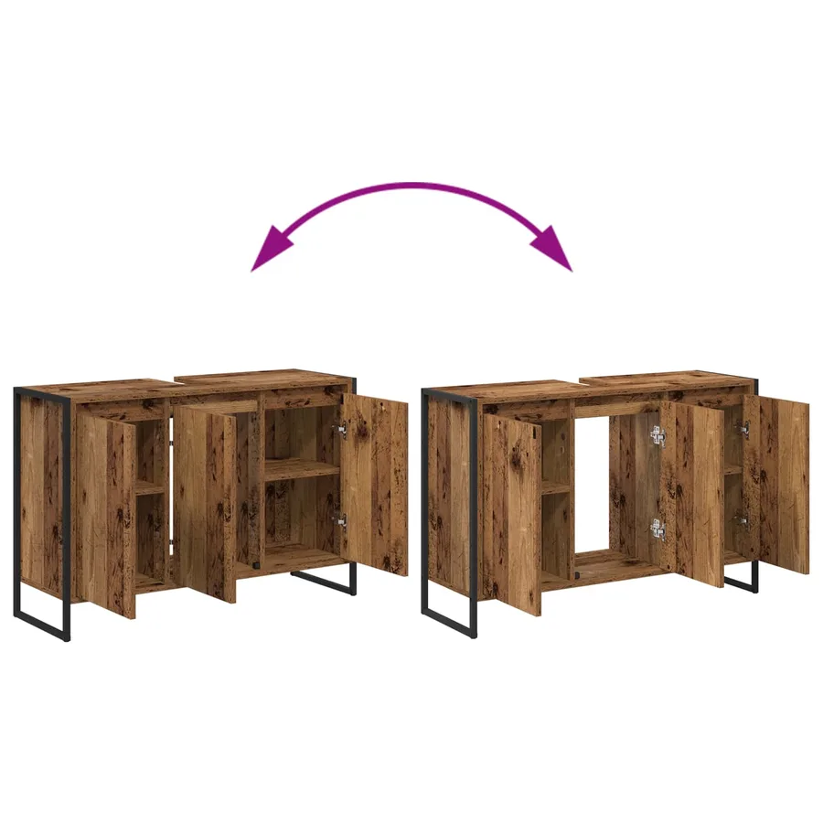 Ensemble de mobilier de salle de bain avec tiroir Bois ancien - 15