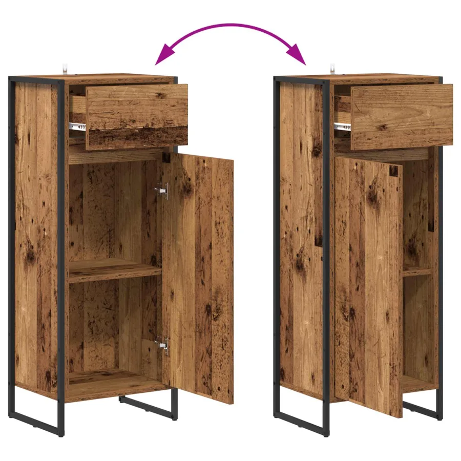 Ensemble de mobilier de salle de bain avec tiroir Bois ancien - 16